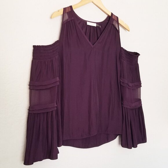 Ramy Brook New York Faretta Cold Shoulder Silk Blend Blouse M Merlot Wine $325 - Picture 16 of 16